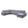 Bowery Hill Linen Fabric Gray Sectional Sofa Reversible Unassembled