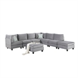 Bowery Hill Contemporary 8-Piece Velvet Modular Sectional Sofa in Gray