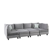 Bowery Hill Contemporary 8-Piece Velvet Modular Sectional Sofa in Gray