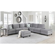 Bowery Hill Contemporary 8-Piece Velvet Modular Sectional Sofa in Gray