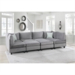 Bowery Hill Contemporary 8-Piece Velvet Modular Sectional Sofa in Gray