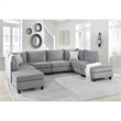 Bowery Hill Contemporary 8-Piece Velvet Modular Sectional Sofa in Gray
