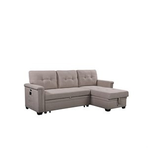 Bowery Hill Cotton Blend Fabric Light Gray Sleeper Sofa Rectangular Reversible 42&quot x 71&quot Unassembled