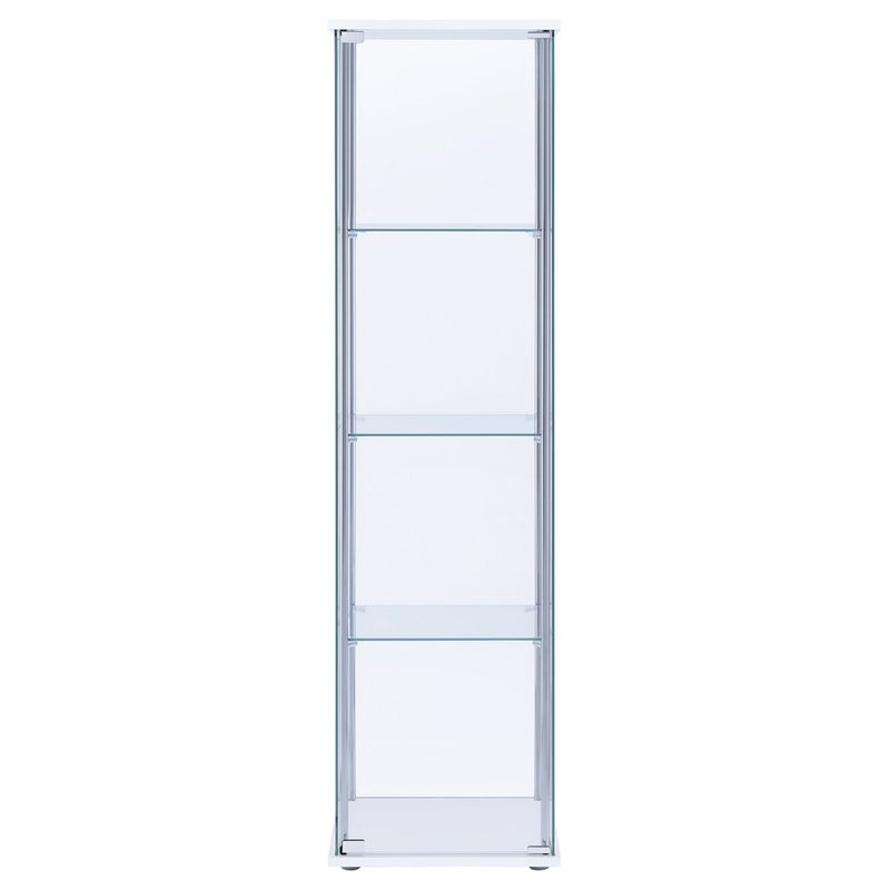 Bowery Hill Modern Metal 4 Shelf Glass Display Case in White