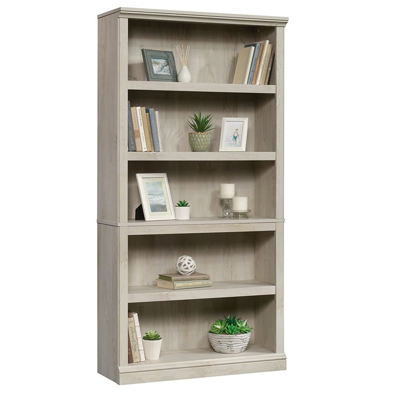 Bowery Hill 5-Shelf Transitional Engineered Wood Bookcase in Chalked Chestnut