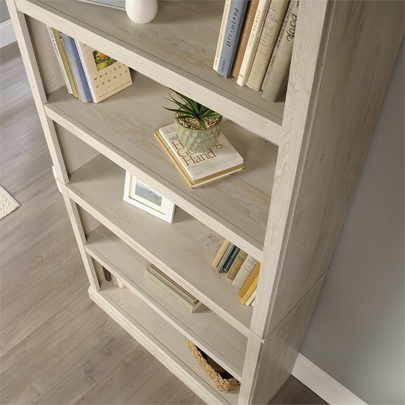 Bowery Hill 5-Shelf Transitional Engineered Wood Bookcase in Chalked Chestnut