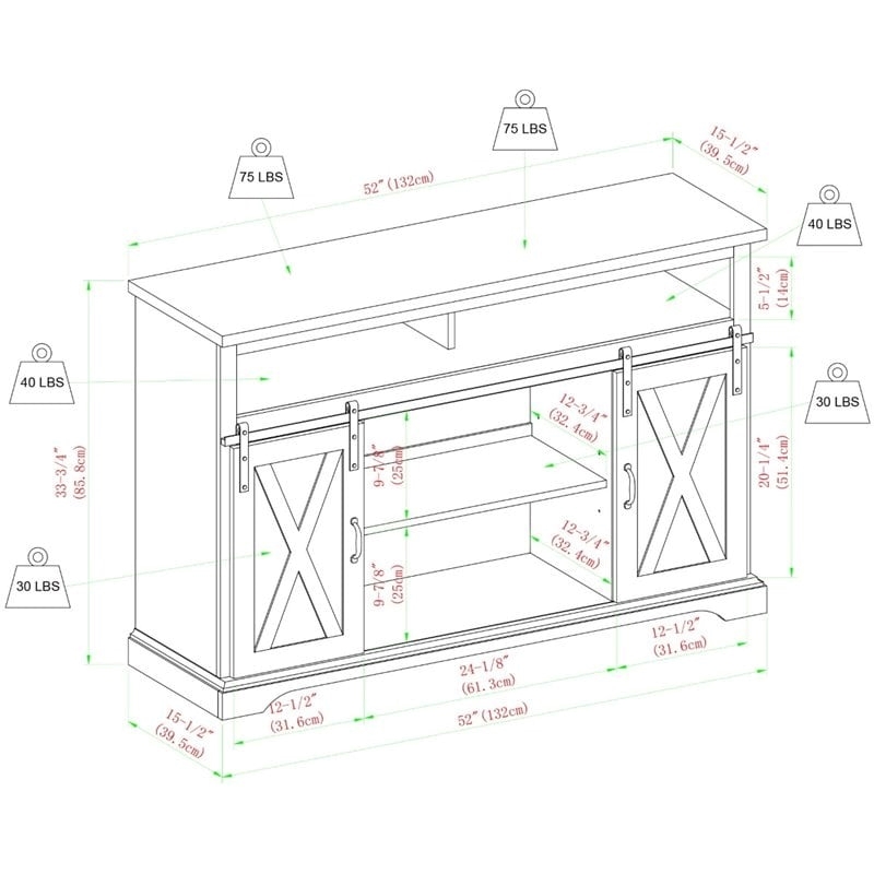 Bowery Hill Wood Sliding Highboy TV Stand for TVs up to 58
