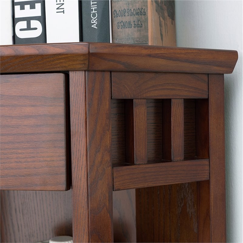 Bowery Hill 3 Shelf Corner Bookcase in Mission Oak