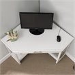 Bowery Hill Solid Wood Corner Computer Office Desk in White