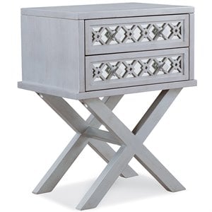 Bowery Hill Hardwood Silver Leaf End Table Rectangular Mirrored Diamond Pattern 28&quot Unassembled