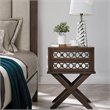 Bowery Hill Diamond Mirrored 2-Drawers Accent End Table in Walnut