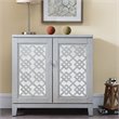 Bowery Hill Diamond Mirrored Console Table in Silver Leaf