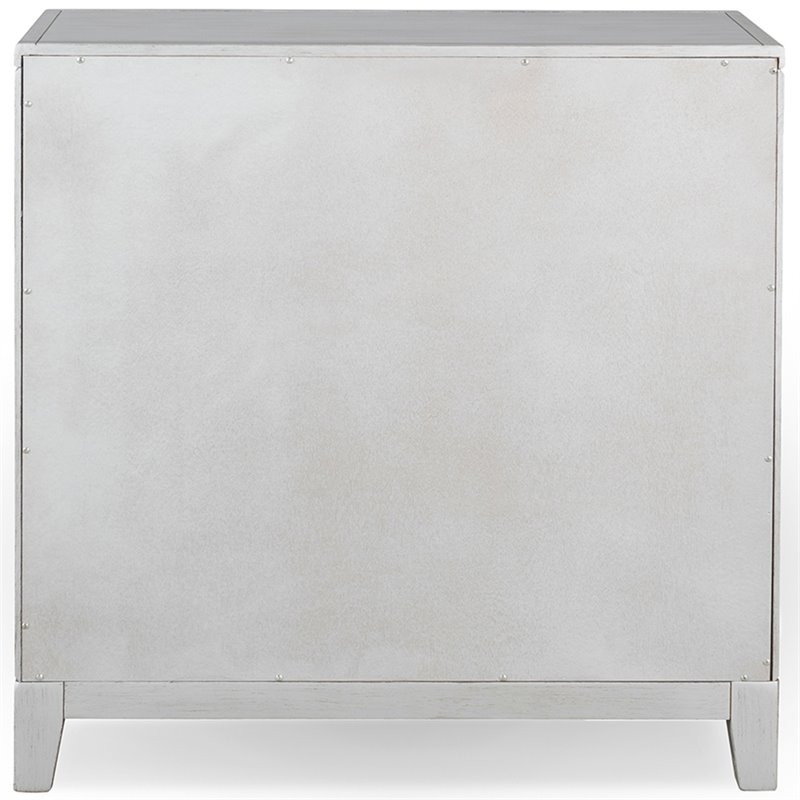 Bowery Hill Diamond Mirrored Console Table in Silver Leaf