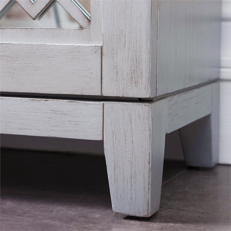 Bowery Hill Diamond Mirrored Console Table in Silver Leaf