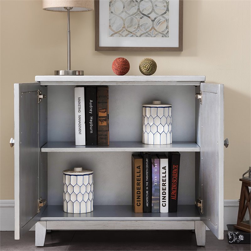 Bowery Hill Diamond Mirrored Console Table in Silver Leaf