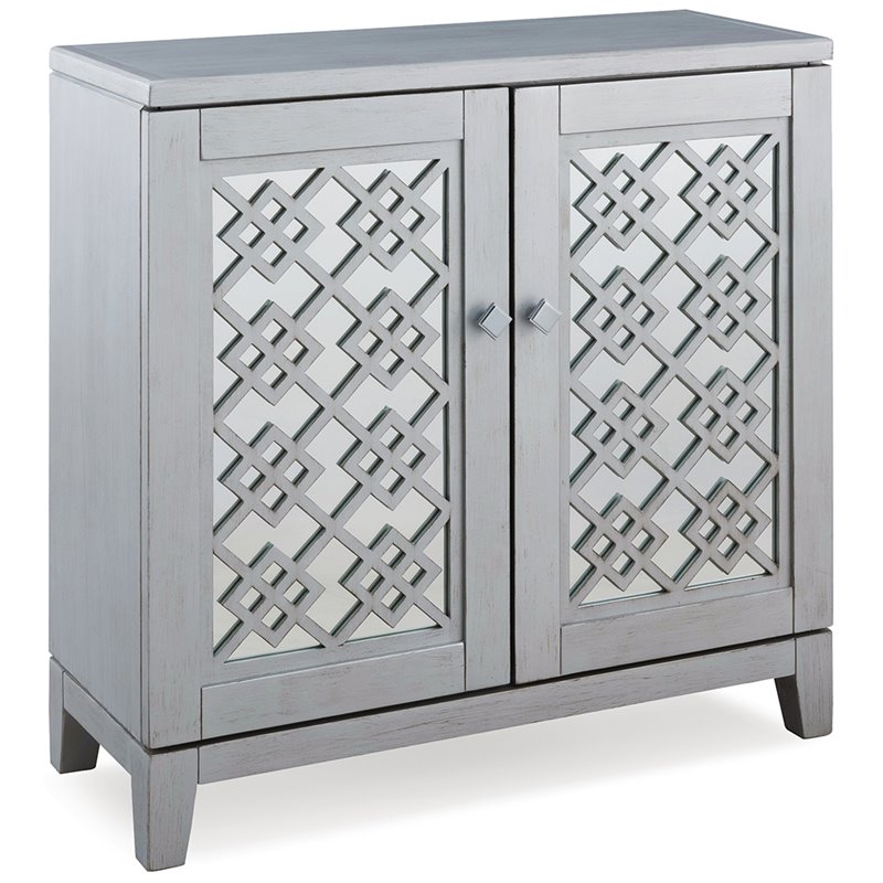 Bowery Hill Diamond Mirrored Console Table in Silver Leaf