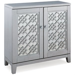 Bowery Hill Diamond Mirrored Console Table in Silver Leaf