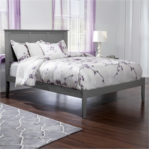 Bowery Hill Contemporary Queen Solid Wood Platform Bed in Grey