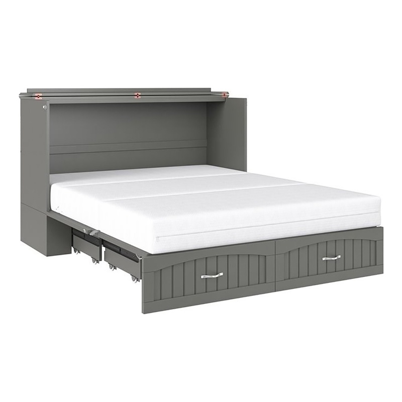 Bowery Hill Traditional Solid Wood Bed Chest with USB Charging Station in Gray