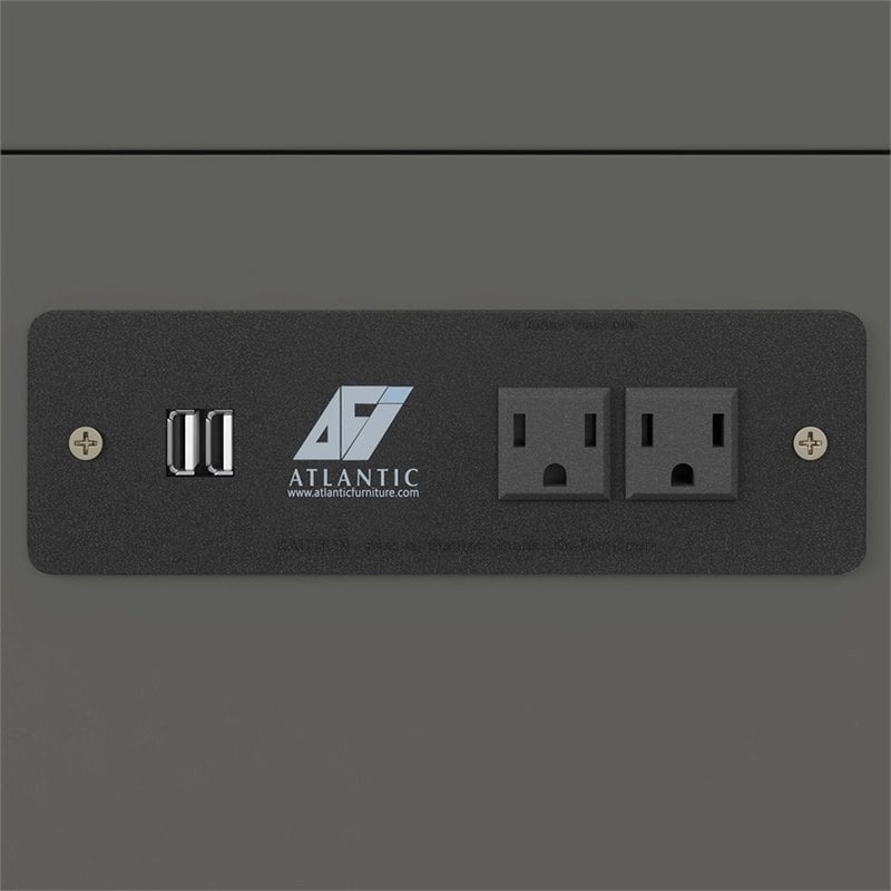 Bowery Hill Solid Wood Gray Murphy Bed Rectangular USB Charging Station 40.75