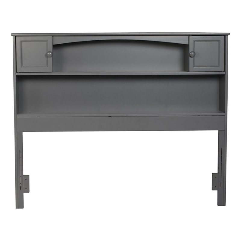 Bowery Hill Full Wood Bookcase Headboard with Device Charger in Gray