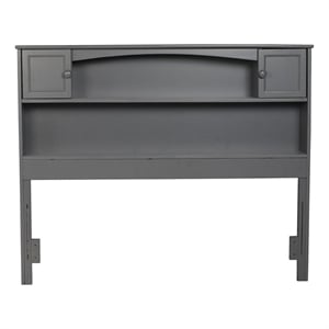 Bowery Hill Full Wood Bookcase Headboard with Device Charger in Gray