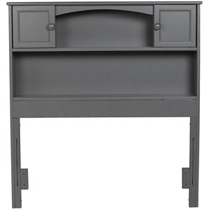 Bowery Hill Contemporary Twin Solid Wood Bookcase Headboard in Gray