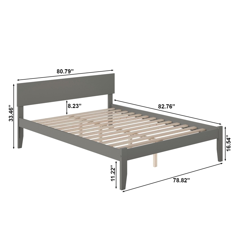 Bowery Hill Contemporary Full Solid Wood Platform Bed in Grey