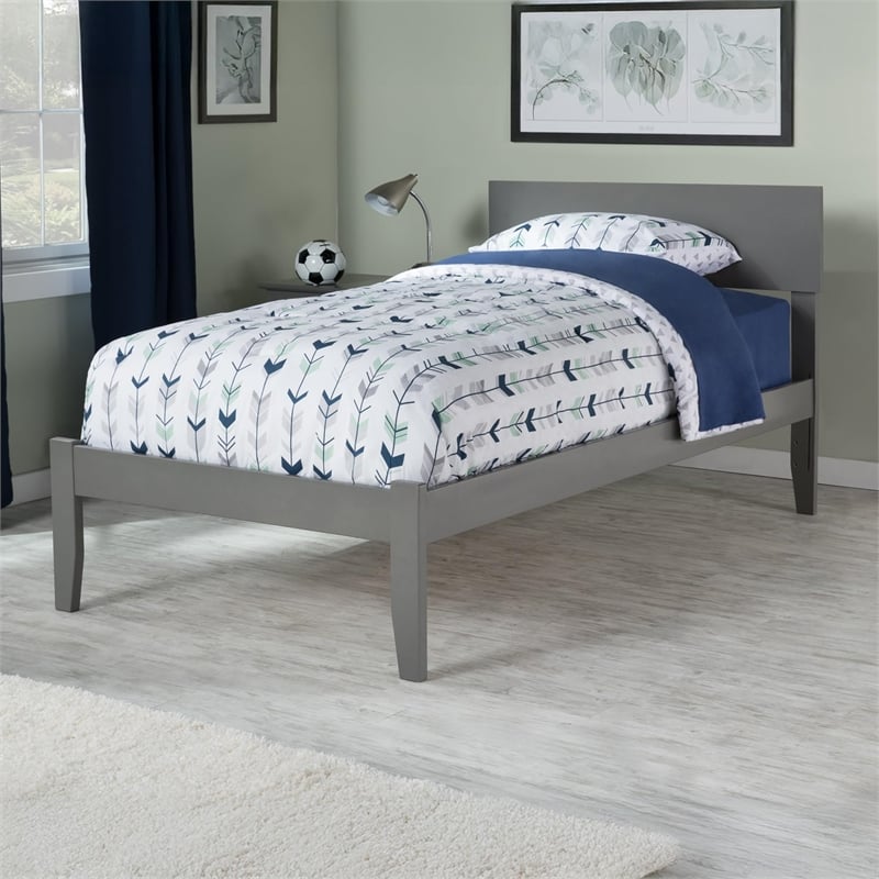 Bowery Hill Contemporary Twin XL Solid Wood Platform Bed in Grey