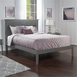 Bowery Hill Contemporary Queen Solid Wood Platform Bed in Grey