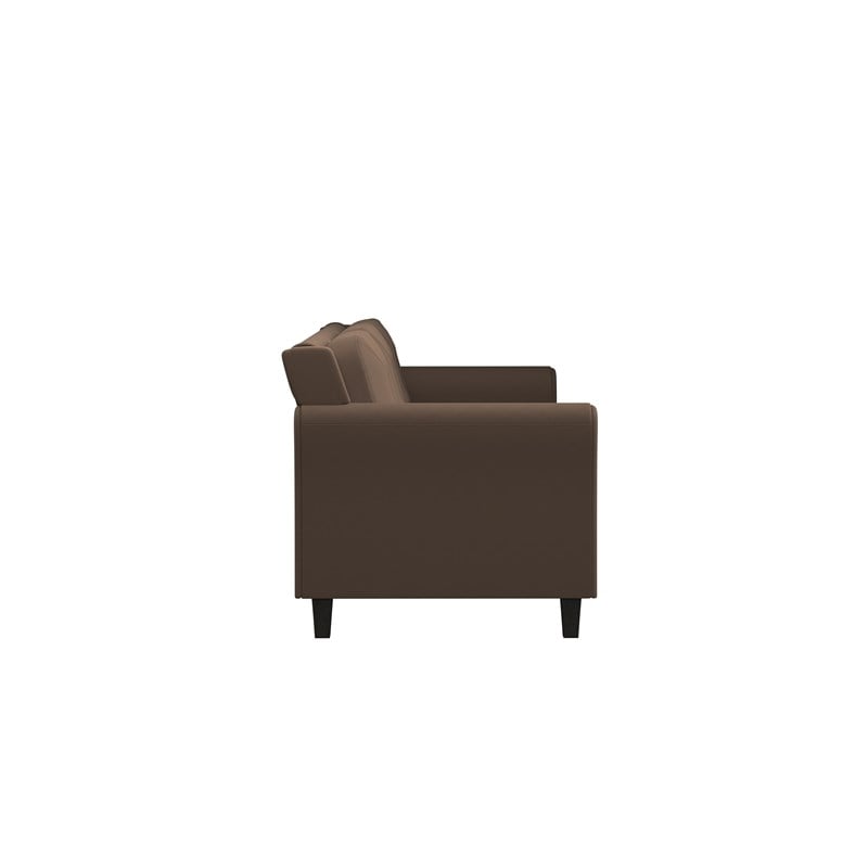 Bowery Hill Cushion Back Transitional Polyester Microfiber Sofa in Brown