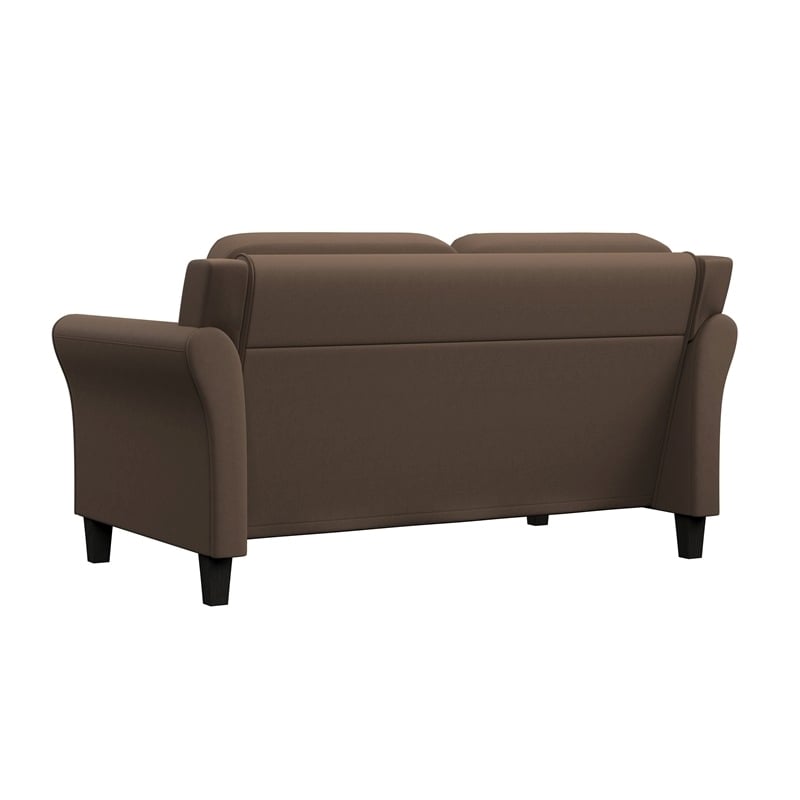 Bowery Hill Cushion Back Transitional Polyester Microfiber Loveseat in Brown
