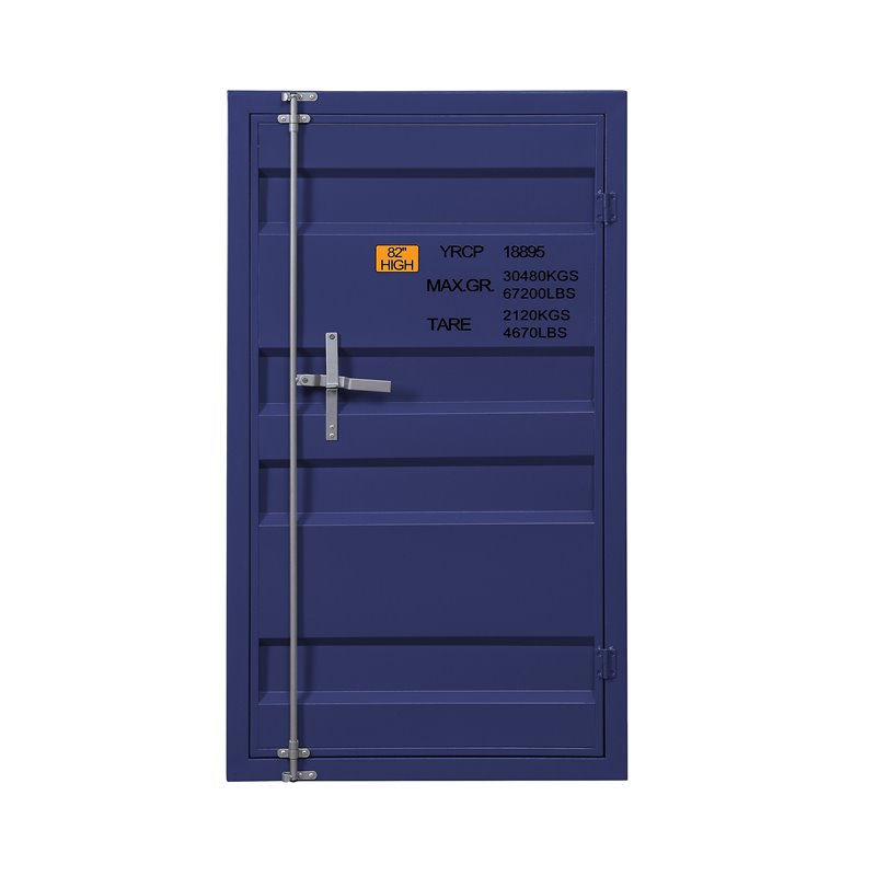 Bowery Hill Industrial Contemporary Metal Chest with 1 Door in Blue