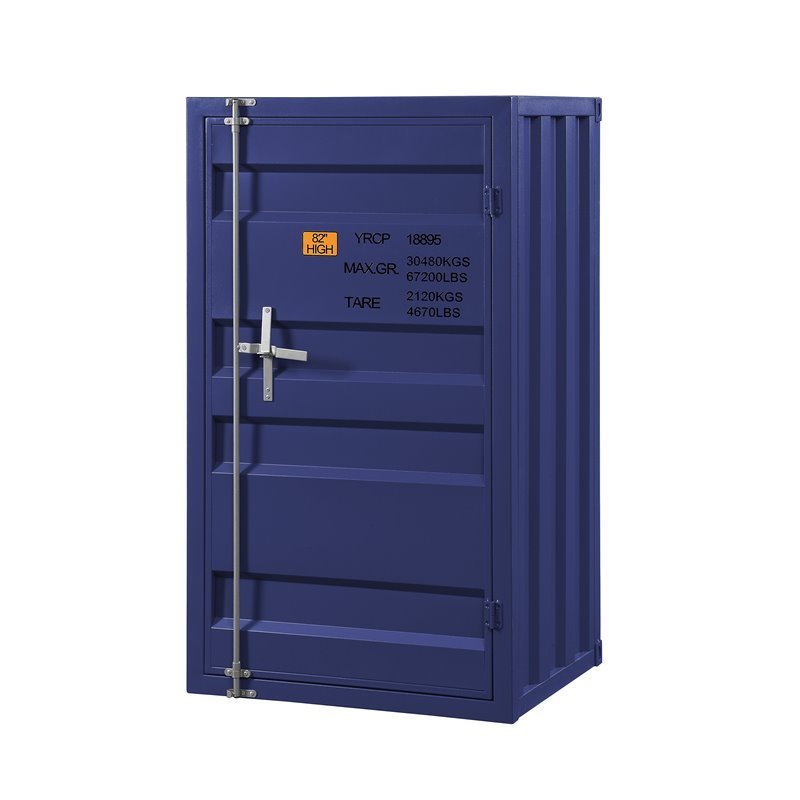 Bowery Hill Industrial Contemporary Metal Chest with 1 Door in Blue
