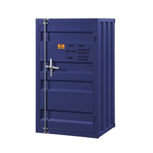 Bowery Hill Industrial Contemporary Metal Chest with 1 Door in Blue