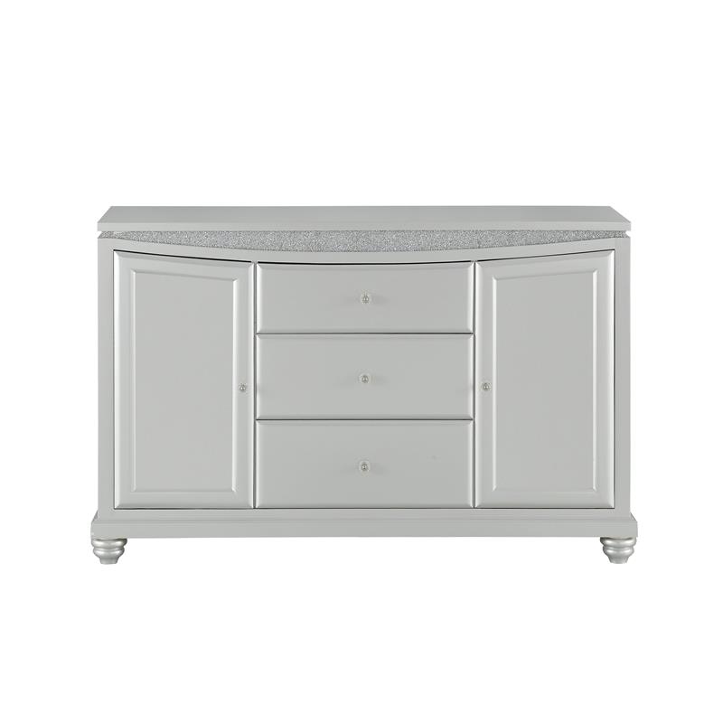 Bowery Hill Buffet Server with 3 Drawers and 2 Doors in Platinum