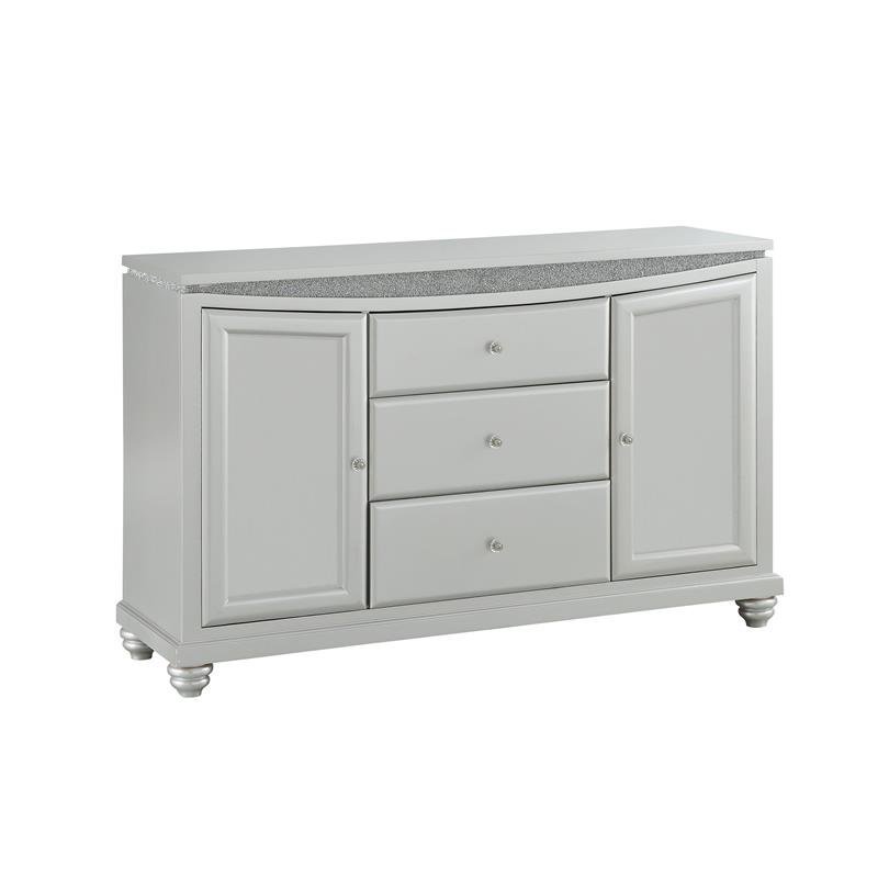 Bowery Hill Buffet Server with 3 Drawers and 2 Doors in Platinum