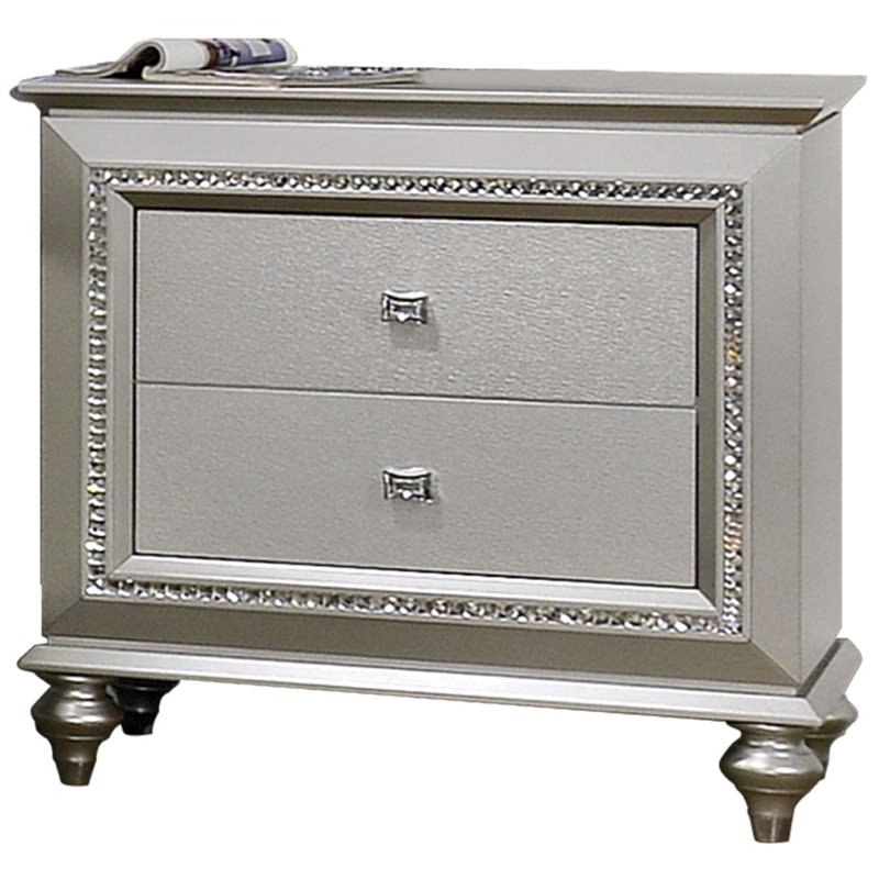 Bowery Hill Modern 2 Drawer Nightstand in Champagne