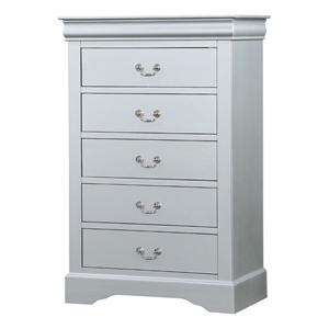 Bowery Hill Traditional 5 Drawer Wood Chest in Platinum Gray