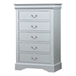 Bowery Hill Traditional 5 Drawer Wood Chest in Platinum Gray