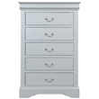 Bowery Hill Traditional 5 Drawer Wood Chest in Platinum Gray
