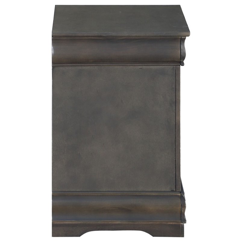Bowery Hill Contemporary 2 Drawer Nightstand in Dark Gray