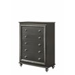 Bowery Hill Contemporary 5 Drawer Chest with Sparkling Trim in Metallic Gray