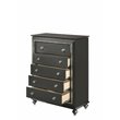 Bowery Hill Contemporary 5 Drawer Chest with Sparkling Trim in Metallic Gray