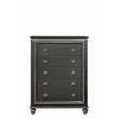 Bowery Hill Contemporary 5 Drawer Chest with Sparkling Trim in Metallic Gray