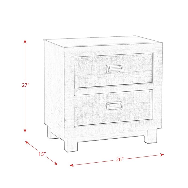 Bowery Hill Solid Wood 2-Drawer Nightstand in Walnut