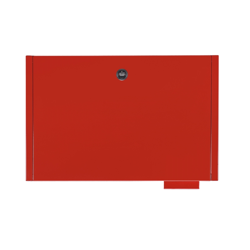 Bowery Hill Metal Red Nightstand Rectangular USB Port