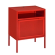 Bowery Hill Metal Red Nightstand Rectangular USB Port