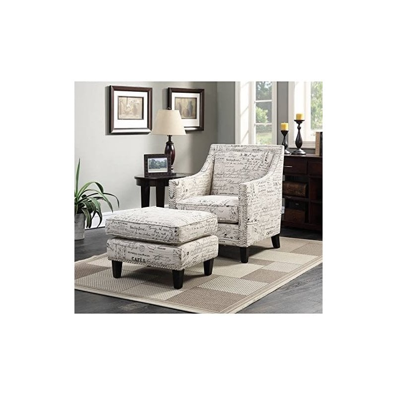 Bowery Hill Polyester Off White Ottoman Rectangular Nailhead Trim 18