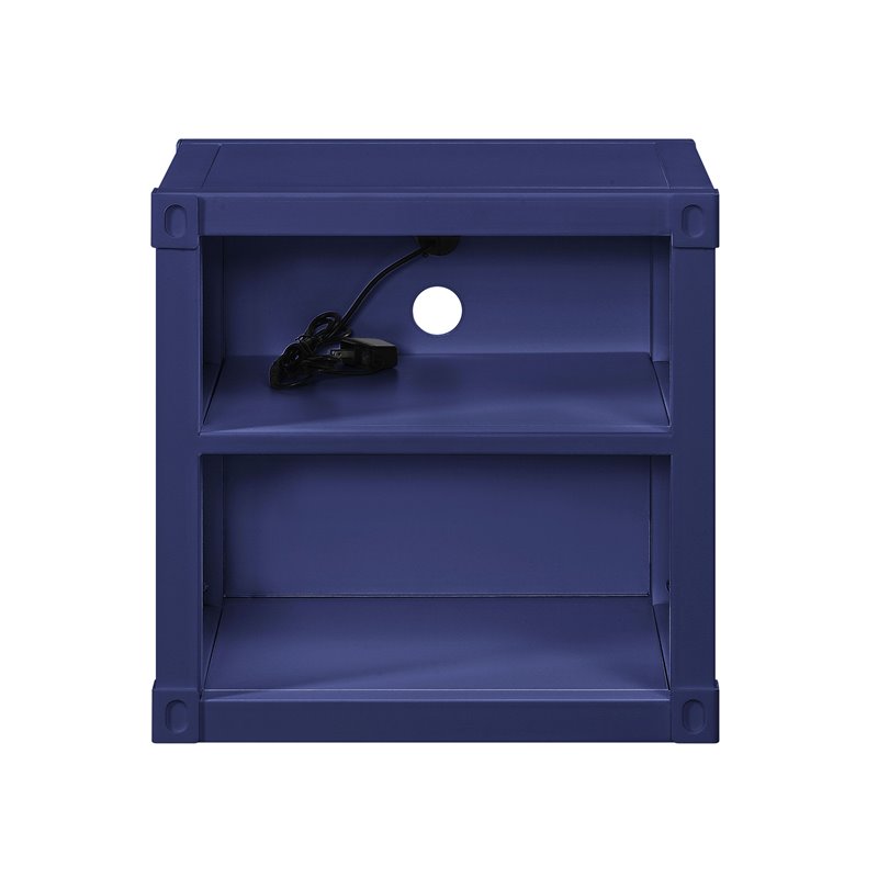 Bowery Hill Contemporary Nightstand with Open Storage in Blue